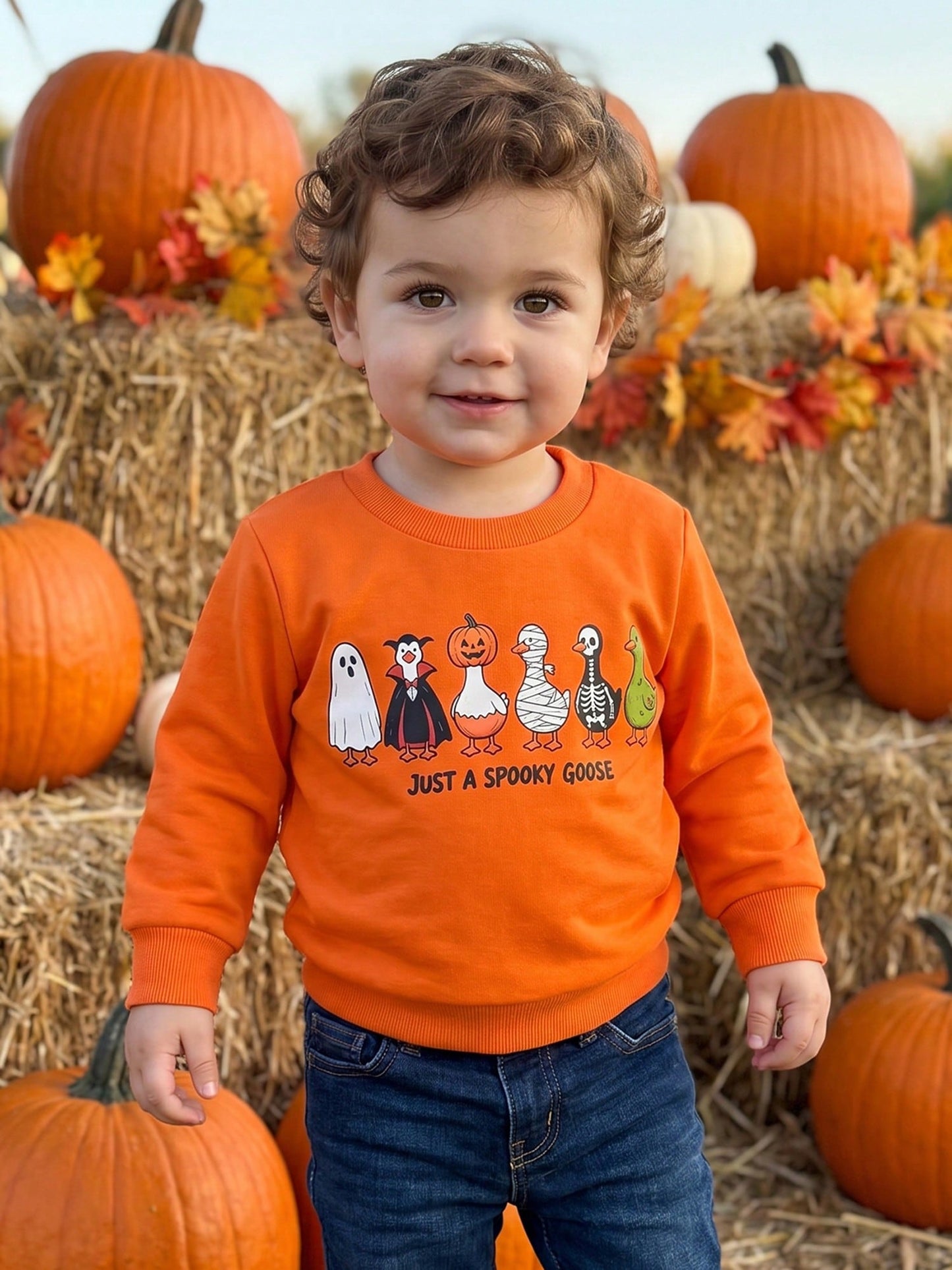 Toddler Baby Boy Halloween Sweatshirts Long Sleeve Goose Print Fall Tops