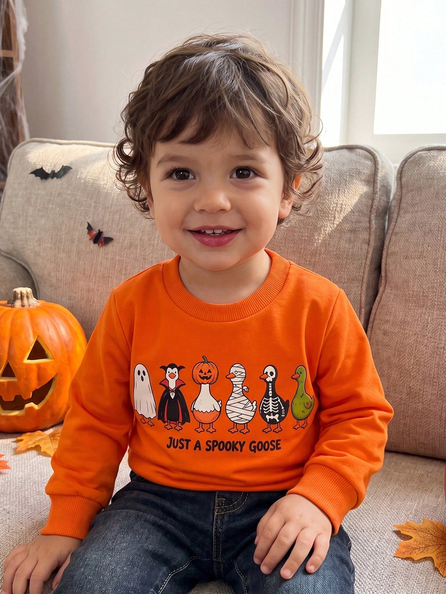 Toddler Baby Boy Halloween Sweatshirts Long Sleeve Goose Print Fall Tops
