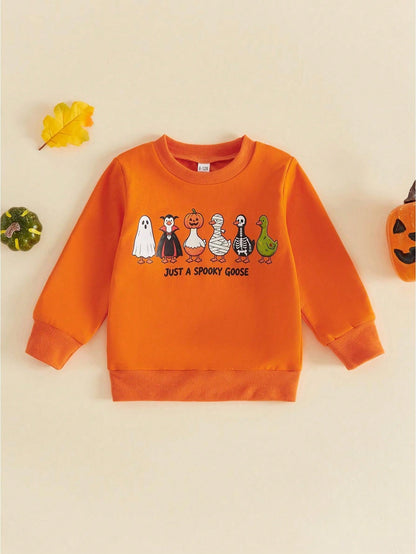 Toddler Baby Boy Halloween Sweatshirts Long Sleeve Goose Print Fall Tops