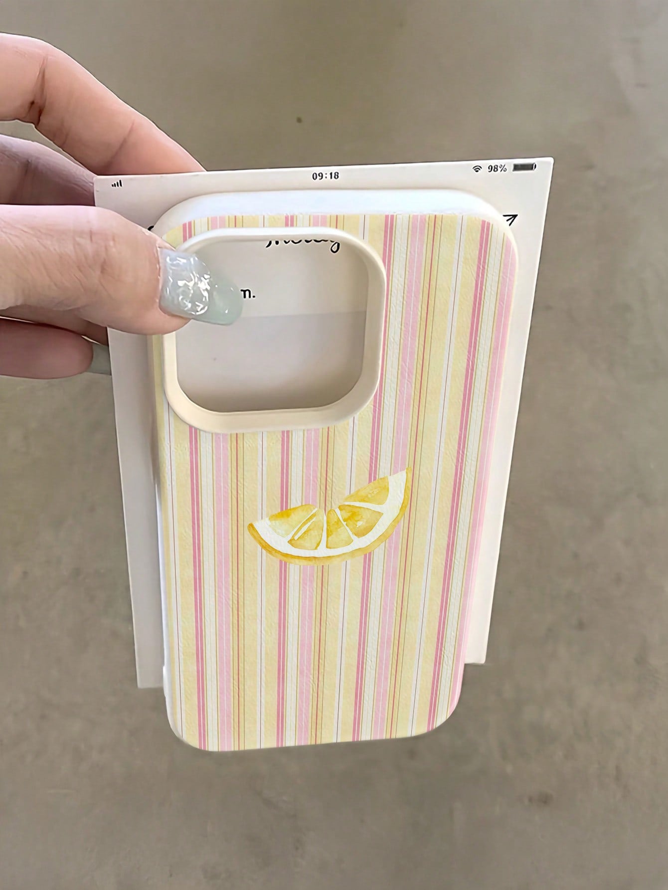 TPU Minimalist White Pink Yellow Vertical Striped Lemon Pattern Shockproof Fashion Phone Case 1pc White & Light Striped Lemon Pattern Minimalist Full Coverage TPU Shockproof Phone Case Compatible With