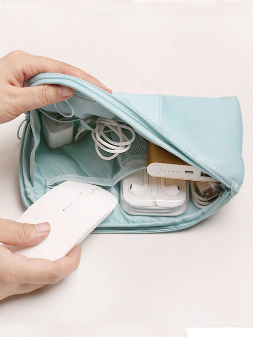 Travel Business Digital Storage Bag With Multiple Pockets For Power Bank, Data Cable, Charger, Makeup, Portable Organizertiffany Blue Spring And Summer Bright And Warm Spring Minimalist Wireless Earph