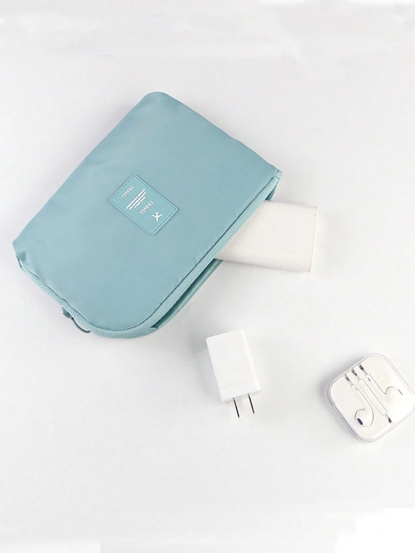 Travel Business Digital Storage Bag With Multiple Pockets For Power Bank, Data Cable, Charger, Makeup, Portable Organizertiffany Blue Spring And Summer Bright And Warm Spring Minimalist Wireless Earph
