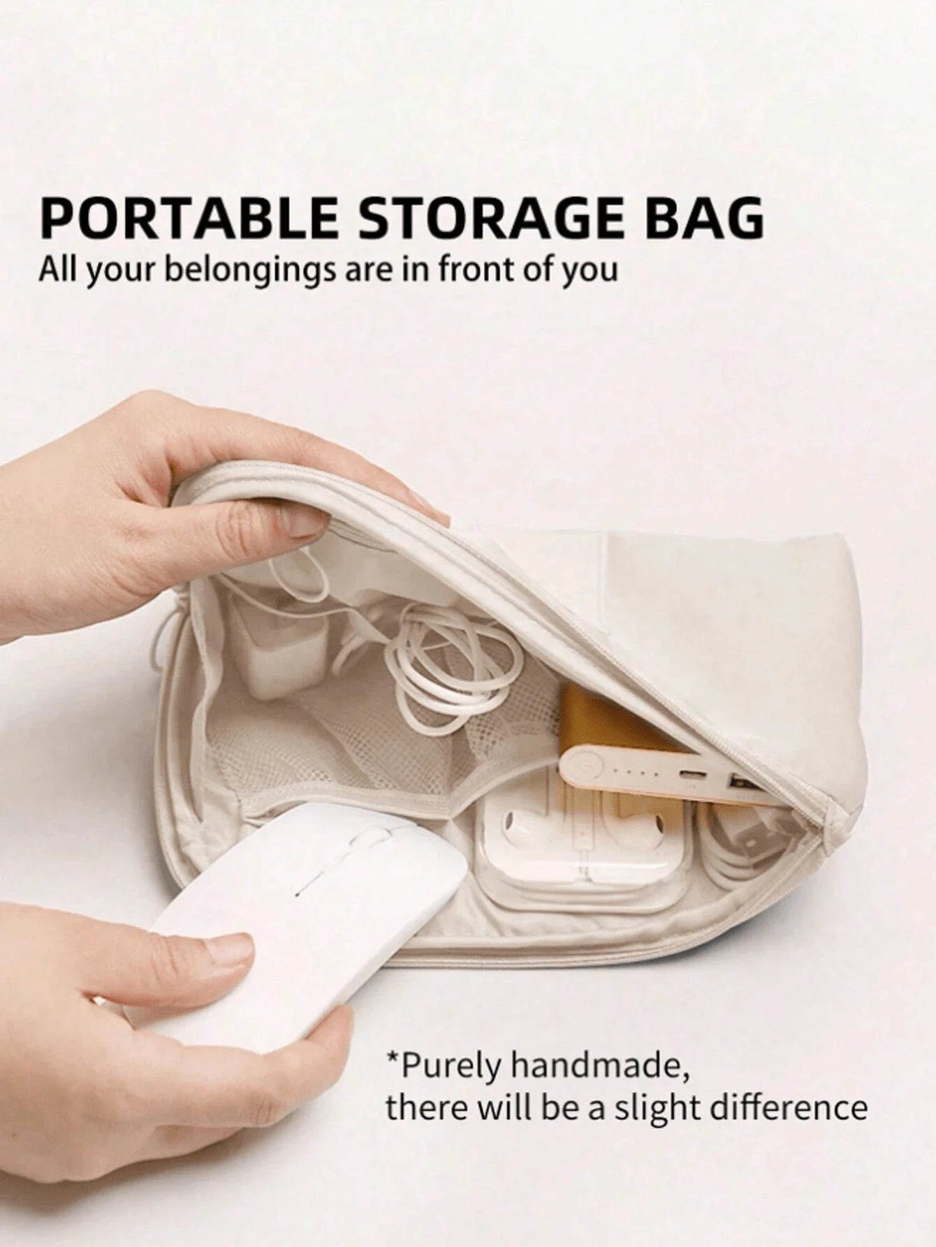 Travel Business Digital Storage Bag With Multiple Pockets For Power Bank, Data Cable, Charger, Makeup, Portable Organizertiffany Blue Spring And Summer Bright And Warm Spring Minimalist Wireless Earph