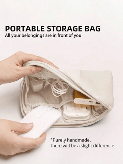 Travel Business Digital Storage Bag With Multiple Pockets For Power Bank, Data Cable, Charger, Makeup, Portable Organizertiffany Blue Spring And Summer Bright And Warm Spring Minimalist Wireless Earph