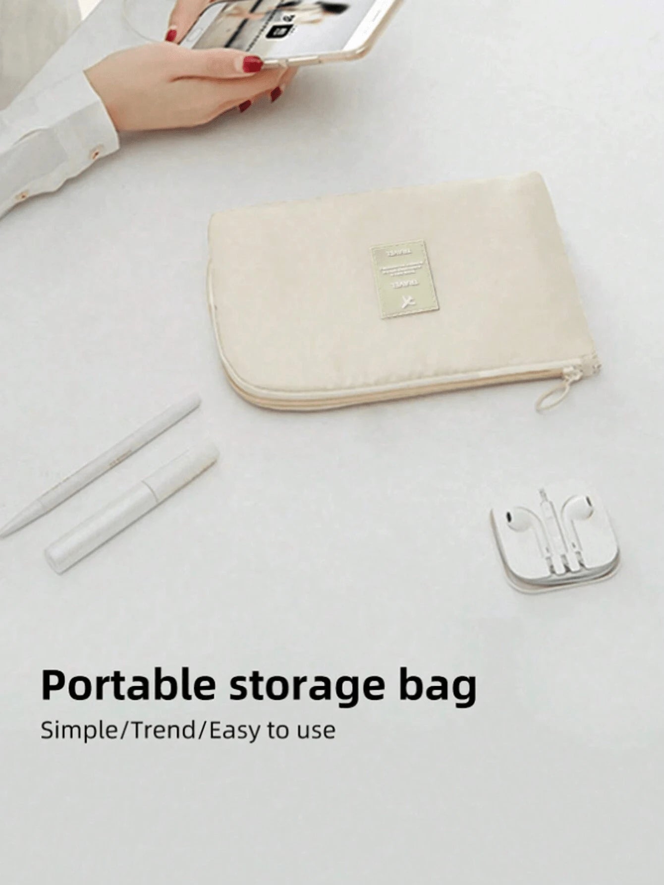 Travel Business Digital Storage Bag With Multiple Pockets For Power Bank, Data Cable, Charger, Makeup, Portable Organizertiffany Blue Spring And Summer Bright And Warm Spring Minimalist Wireless Earph