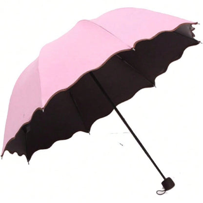 Travel Foldable Compact Umbrellas Sun Rain Umbrellas Parasol With Blooming Material Parasol