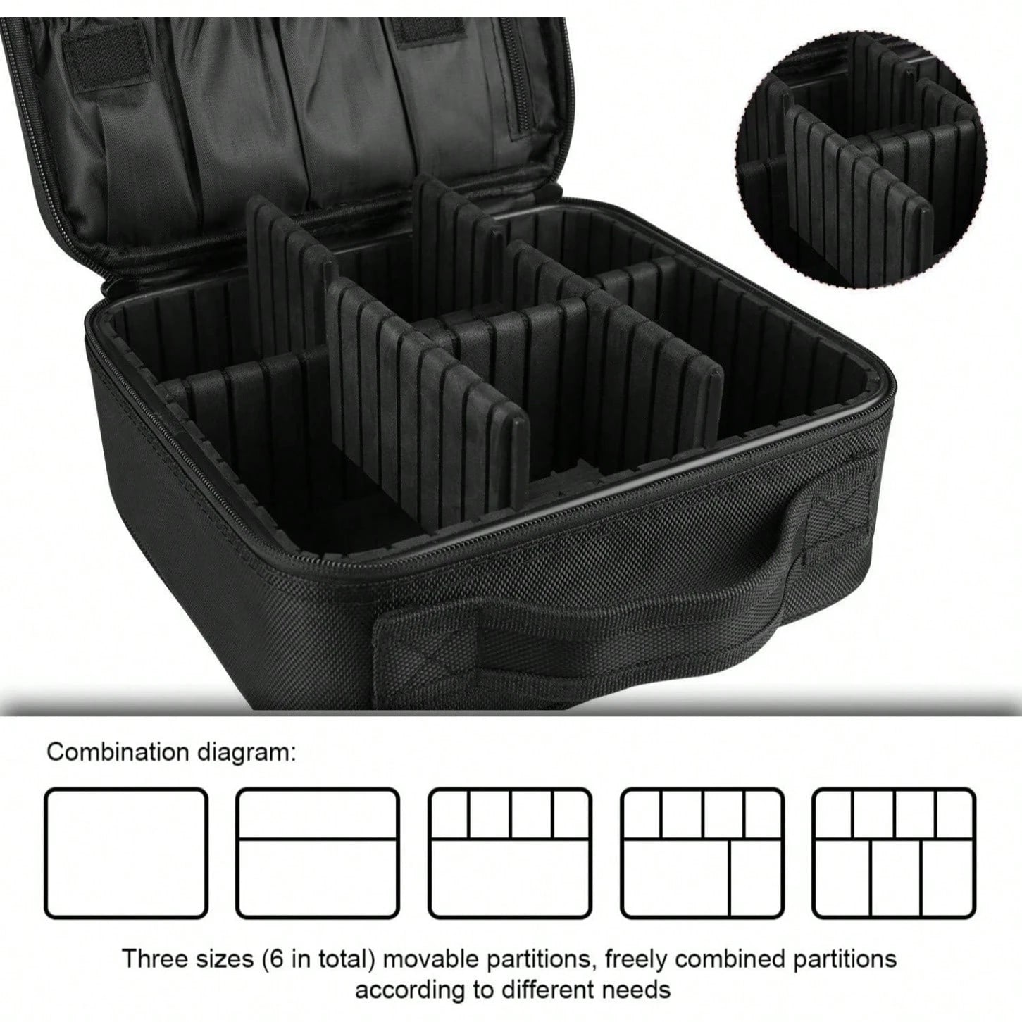 Travel Makeup Bag 10.4 Inches Makeup Train Case Portable Artist Cosmetic Bag With Adjustable Dividers For Cosmetics Makeup Brushes Toiletry Jewelry Digital Accessories Black