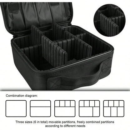 Travel Makeup Bag 10.4 Inches Makeup Train Case Portable Artist Cosmetic Bag With Adjustable Dividers For Cosmetics Makeup Brushes Toiletry Jewelry Digital Accessories Black