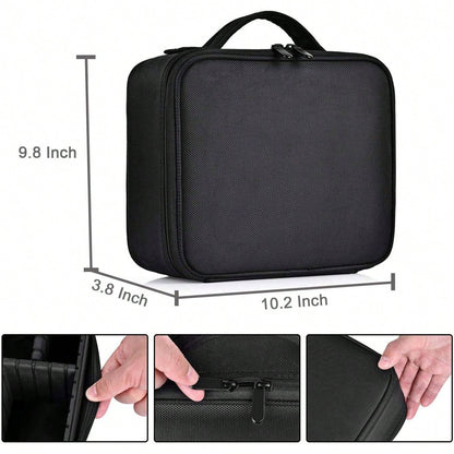 Travel Makeup Bag 10.4 Inches Makeup Train Case Portable Artist Cosmetic Bag With Adjustable Dividers For Cosmetics Makeup Brushes Toiletry Jewelry Digital Accessories Black