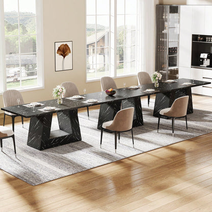Tribesigns Dining Table For 4 To 6 People, 63" Rectangular Dining Room Table, Modern Wooden Faux Marble Dinner Table With Sturdy Base For Kitchen, Living Room