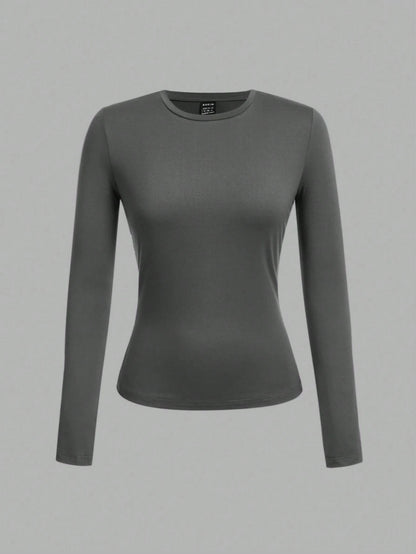 Tseoso 3pcs Black & White Casual Long Sleeve Fitted T-Shirt Set, Suitable For Autumn & Winter, 95%Cotton 3 Packs Tops Cotton Shirts Women Tight Basic
