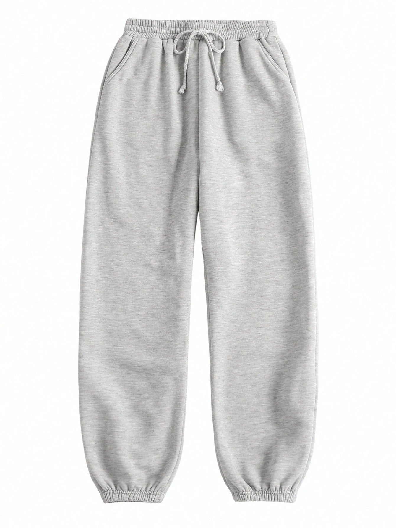 Tseoso Casual Loose Pockets Solid Color Knit Women Pants