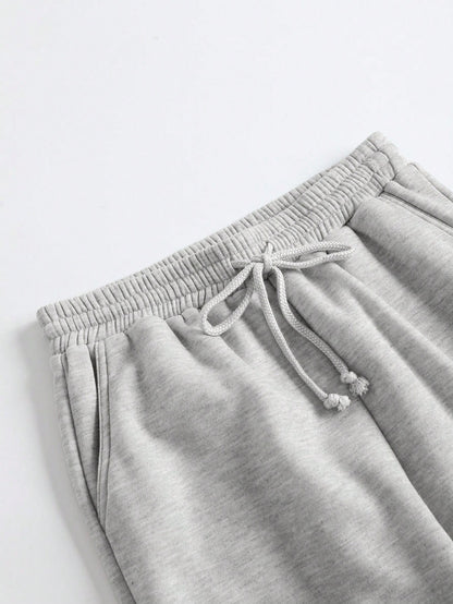 Tseoso Casual Loose Pockets Solid Color Knit Women Pants