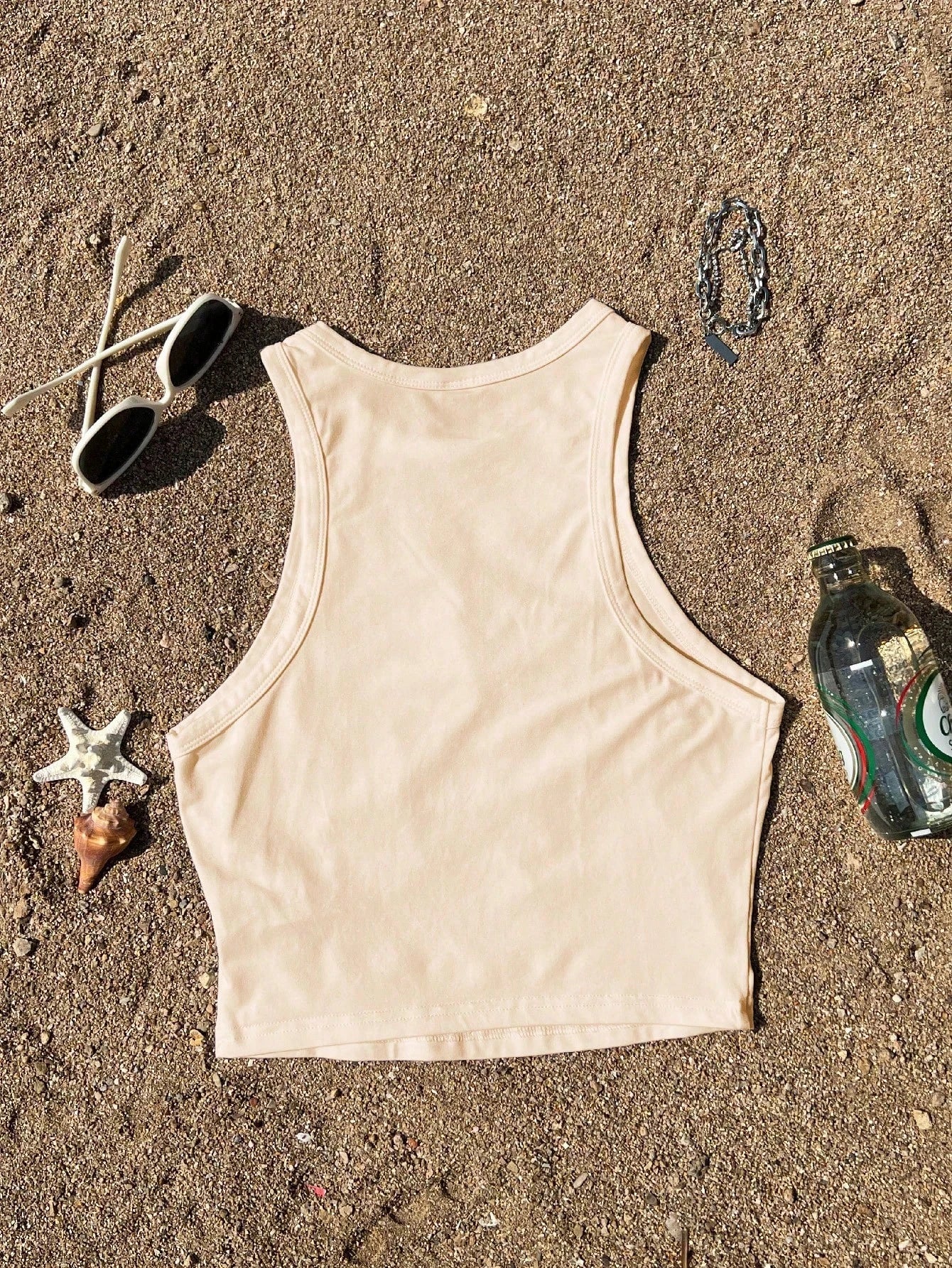Tseoso Casual Minimalist Round Neck Tight Fit Women's Tank Top, Suitable For Summer, Cocktail Glass Print Pattern,Summer Top