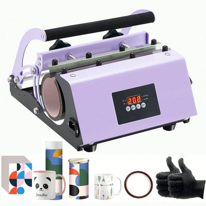 Tumbler Heat Press Machine, 11-30oz Mug Press, Heat Up Fast And Even, Tumbler Press With Sublimation Paper, Tape And Gloves, Temp And Time Setting, For Sublimation Tumblers, Cups, Mugs, Purple