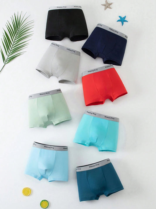 Tween Boy 8pcs/Pack Boys Underwear Mid-Rise Boxer Briefs For Big Kids, 8-12 Years Old