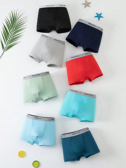 Tween Boy 8pcs/Pack Boys Underwear Mid-Rise Boxer Briefs For Big Kids, 8-12 Years Old