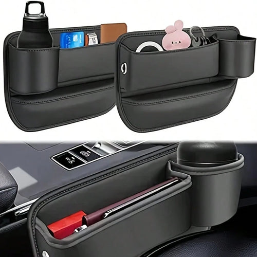 Two Car Seat Gap Storage Boxes, Clearly Indicating The Quantity And Core Functions Of The Products, Suitable For Car Seat Gaps, Providing Additional Storage Space