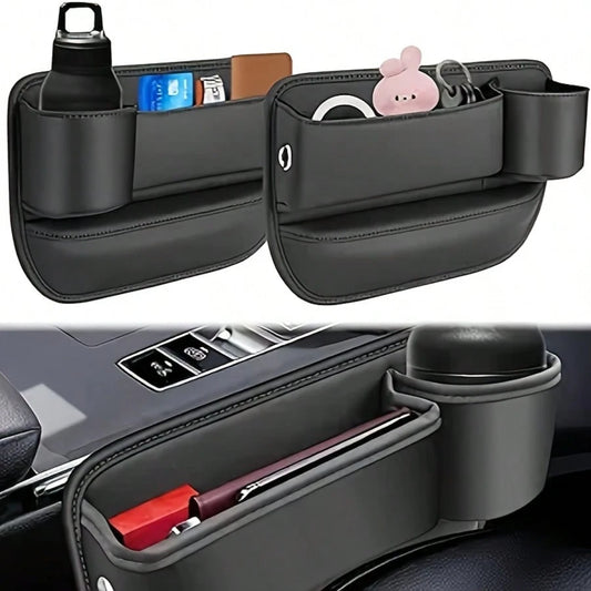 Two Car Seat Gap Storage Boxes, Clearly Indicating The Quantity And Core Functions Of The Products, Suitable For Car Seat Gaps, Providing Additional Storage Space