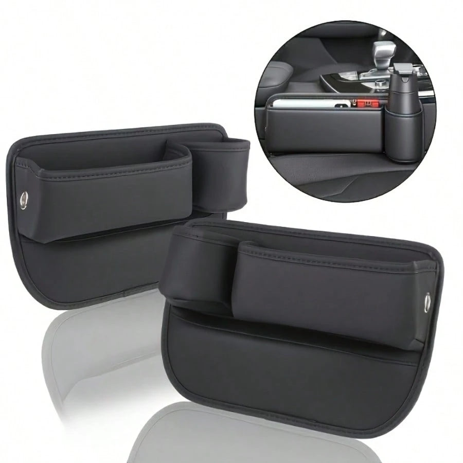Two Car Seat Gap Storage Boxes, Clearly Indicating The Quantity And Core Functions Of The Products, Suitable For Car Seat Gaps, Providing Additional Storage Space