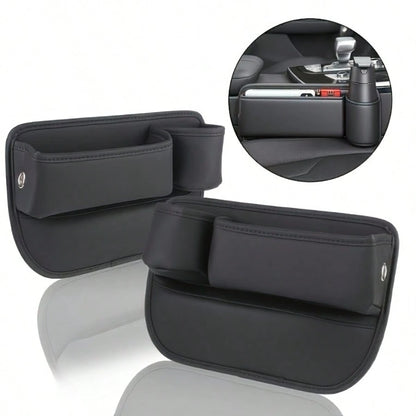 Two Car Seat Gap Storage Boxes, Clearly Indicating The Quantity And Core Functions Of The Products, Suitable For Car Seat Gaps, Providing Additional Storage Space