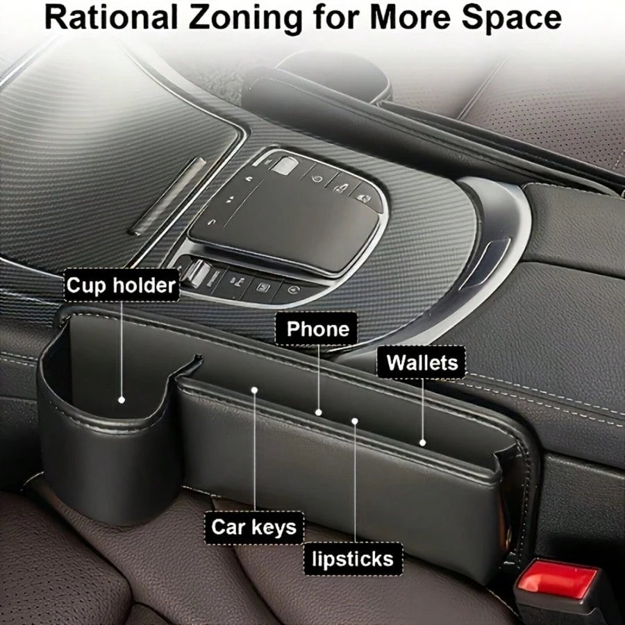 Two Car Seat Gap Storage Boxes, Clearly Indicating The Quantity And Core Functions Of The Products, Suitable For Car Seat Gaps, Providing Additional Storage Space