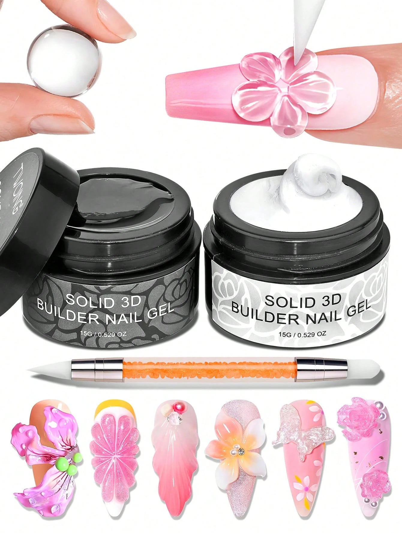 TWOING 3D Nail Art Modeling Gel- Sculpting & Molding Gel For DIY Nail Designs, Perfect For Painting, 3D Decorations & Halloween Nail Art, UV LED Curing Architectural Gel Nail Extension,Non-Sticky Han