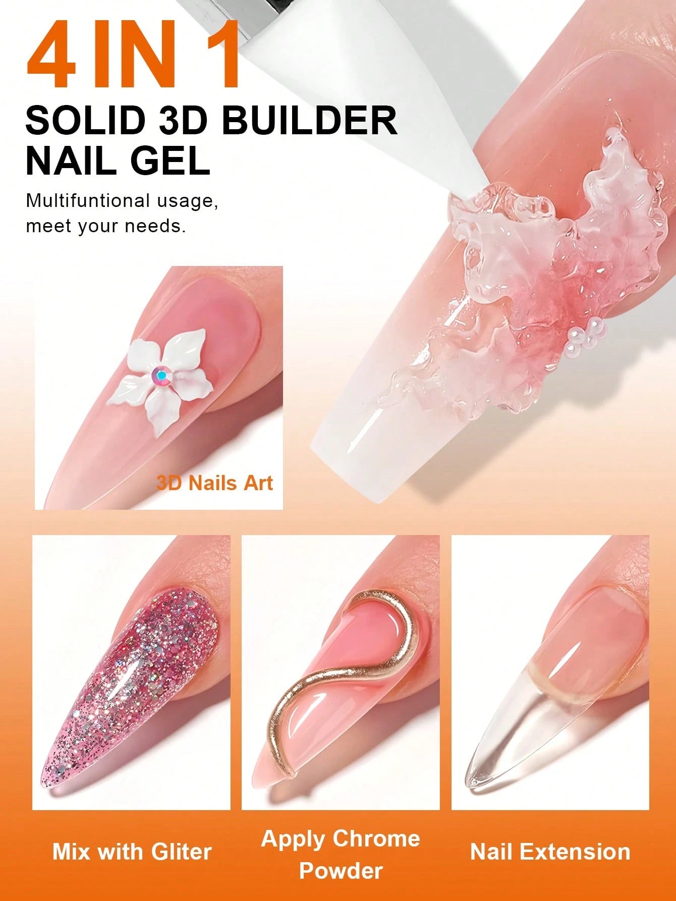 TWOING 3D Nail Art Modeling Gel- Sculpting & Molding Gel For DIY Nail Designs, Perfect For Painting, 3D Decorations & Halloween Nail Art, UV LED Curing Architectural Gel Nail Extension,Non-Sticky Han