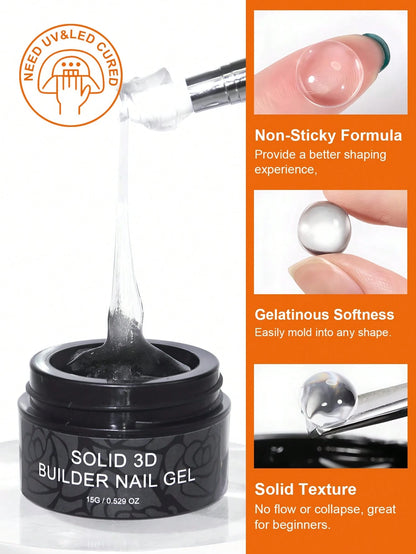 TWOING 3D Nail Art Modeling Gel- Sculpting & Molding Gel For DIY Nail Designs, Perfect For Painting, 3D Decorations & Halloween Nail Art, UV LED Curing Architectural Gel Nail Extension,Non-Sticky Han