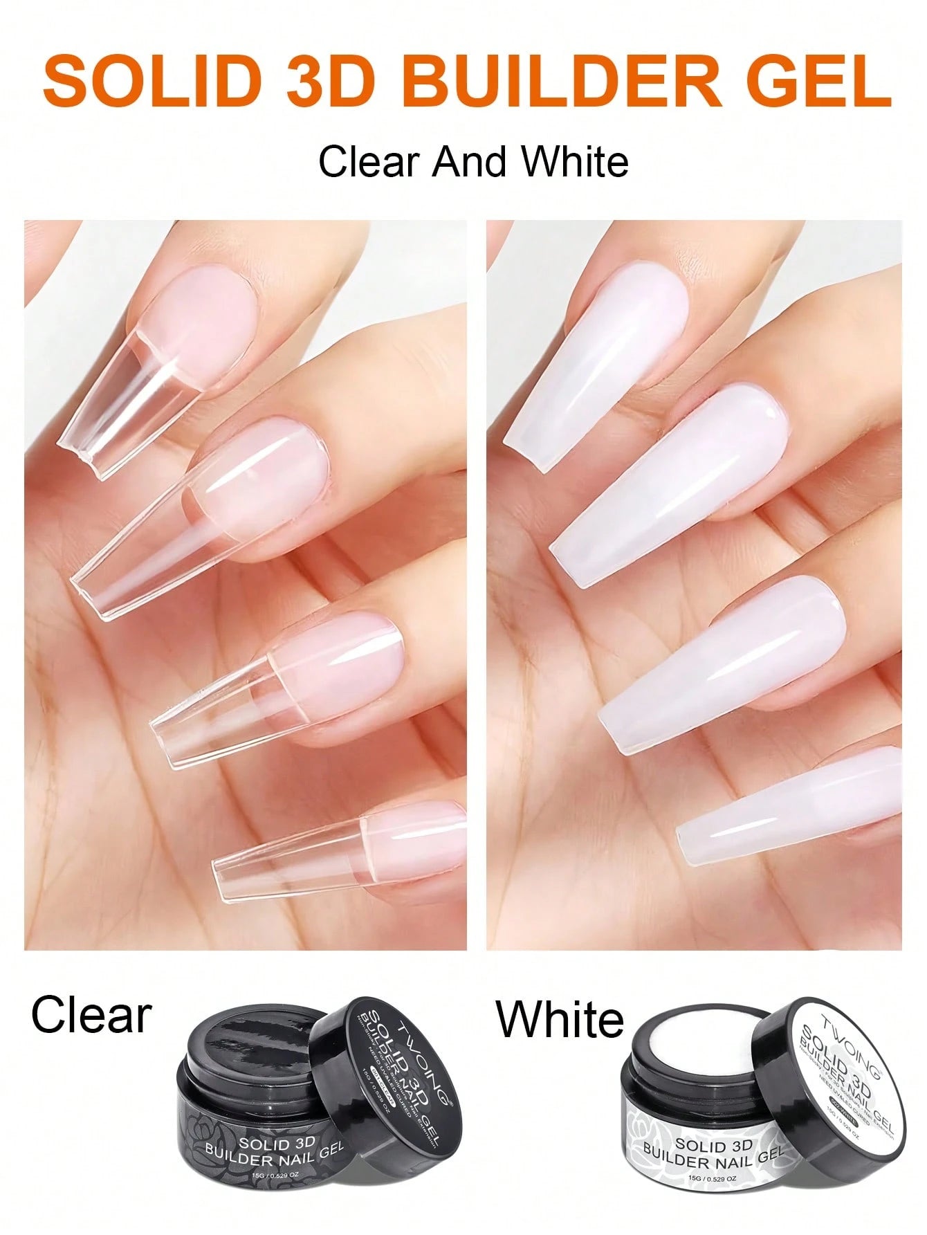 TWOING 3D Nail Art Modeling Gel- Sculpting & Molding Gel For DIY Nail Designs, Perfect For Painting, 3D Decorations & Halloween Nail Art, UV LED Curing Architectural Gel Nail Extension,Non-Sticky Han