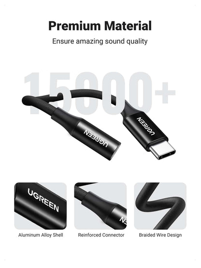 UGREEN USB C To 3.5mm Audio Adapter DAC Chip Compatible With Iphone 15 Pro Max IPAD Mini 6, IPad Pro, Surface Pro 7, XPS, Pro 2020 Headphone Audio Adapter