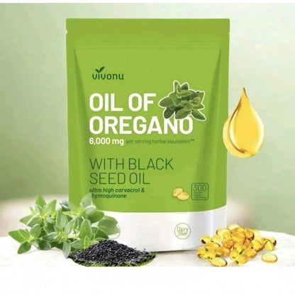 UK Strongest Oregano Oil 6000mg 300 Softgel Capsules With Black Seed Oil