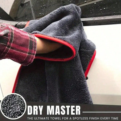 Ultra-Absorbent Microfiber Car Cleaning Cloth With Red Trim- Scratch-Resistant Paint Protection, Quick Drying Streak-Free Towel, Compact Roll-Up Design For Auto Detailing & Hygiene
