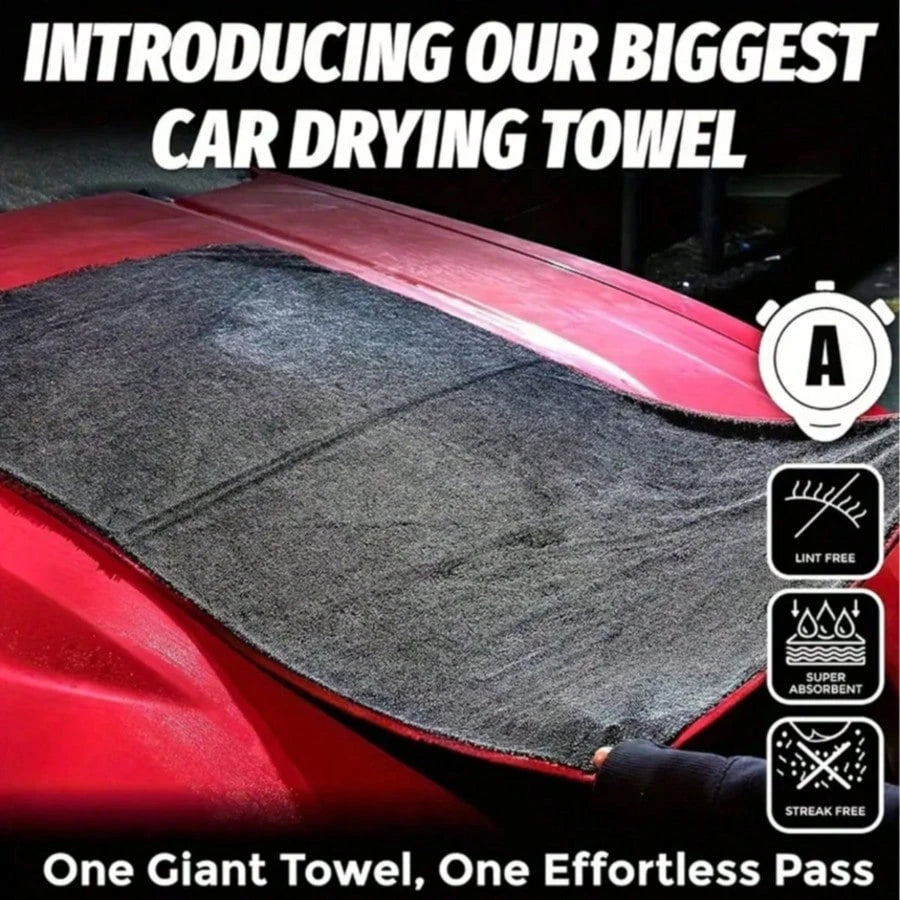 Ultra-Absorbent Microfiber Car Cleaning Cloth With Red Trim- Scratch-Resistant Paint Protection, Quick Drying Streak-Free Towel, Compact Roll-Up Design For Auto Detailing & Hygiene
