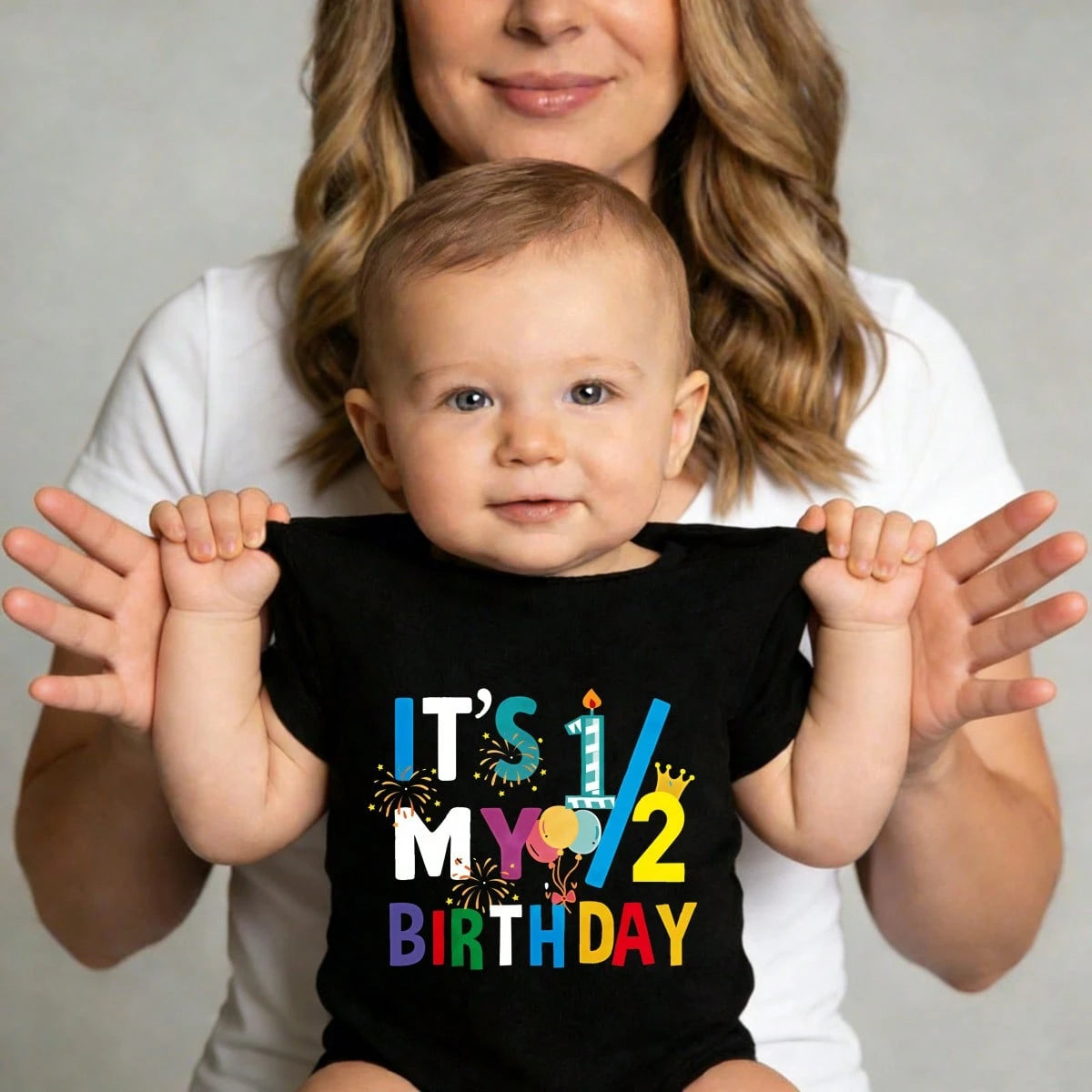 Ultra-Soft It's My Half Birthday Print Short-Sleeve Bodysuit, Skin-Friendly Popular Baby Shower Gift Comfortable And Snug Fit, Highly Stretchable, Machine Washable, Perfect For Outdoor Use, Perfect F