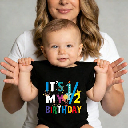 Ultra-Soft It's My Half Birthday Print Short-Sleeve Bodysuit, Skin-Friendly Popular Baby Shower Gift Comfortable And Snug Fit, Highly Stretchable, Machine Washable, Perfect For Outdoor Use, Perfect F