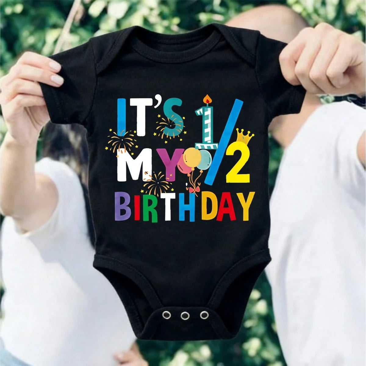 Ultra-Soft It's My Half Birthday Print Short-Sleeve Bodysuit, Skin-Friendly Popular Baby Shower Gift Comfortable And Snug Fit, Highly Stretchable, Machine Washable, Perfect For Outdoor Use, Perfect F