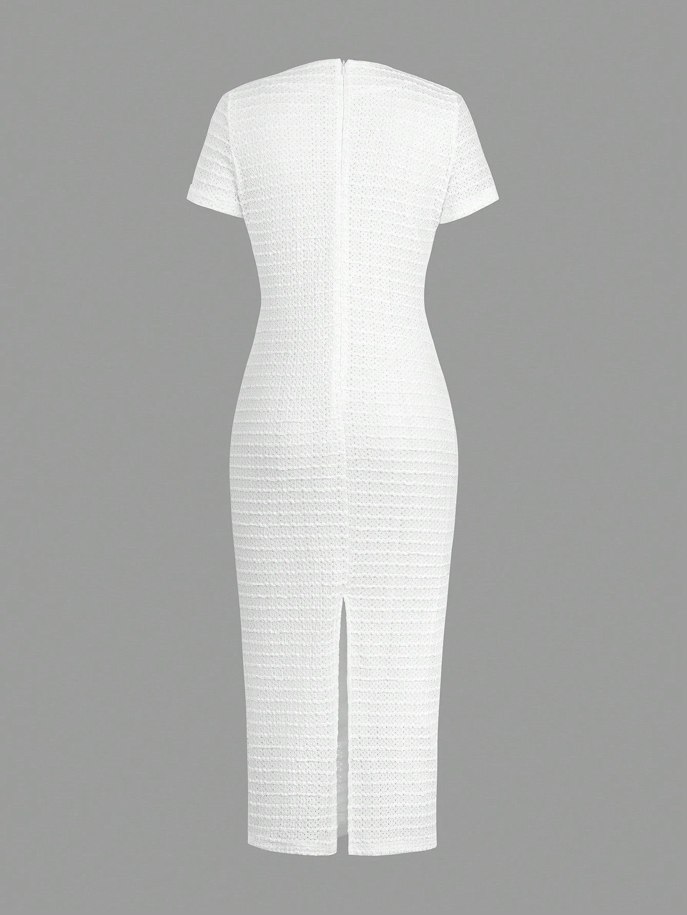 Unadoll Women Fall White Tweed Midi Dress, Short Sleeve Button Bodycon Dress With Back Slit For Birthday Party Fall Date Night Elegant Summer