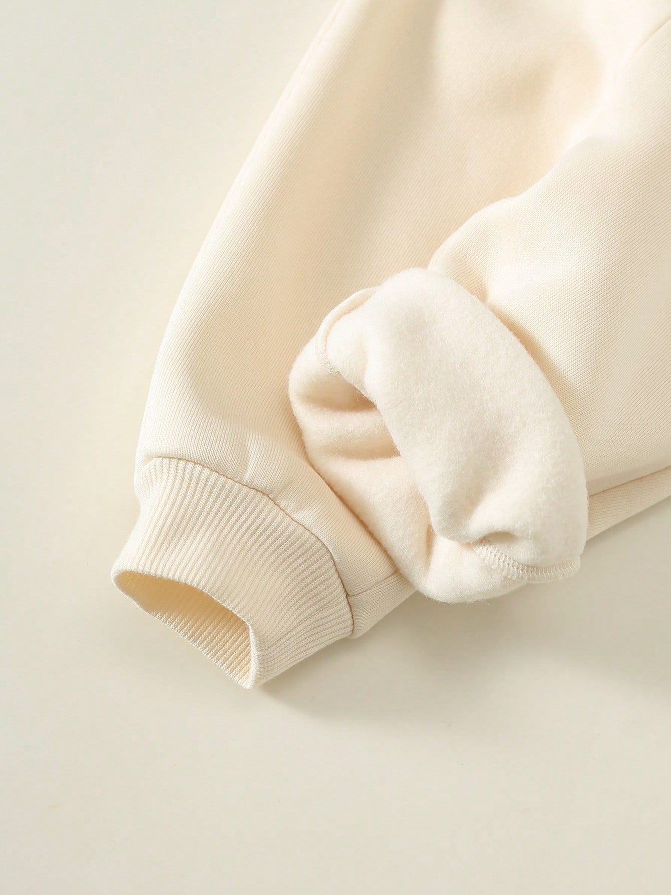 Unisex Baby Boy/Girl, Toddler Autumn/Winter Fleece Lined Thickened Casual Cute Apricot Color Stand Collar Sweatshirt Set, Baby Tracksuit, Baby Winter Clothes, Outfit Sets