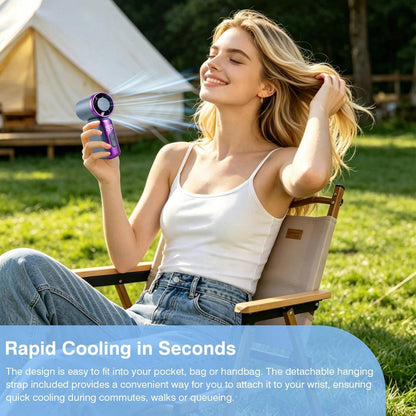 Unisex Mini Handheld USB Turbo Fan, Rounded Body, Ice-Touch Feel, Large Capacity Battery, Fashionable Color, 199 Adjustable Wind Speed, Quiet High-Speed Turbo, Portable For Outdoor, Camping, Travel, B