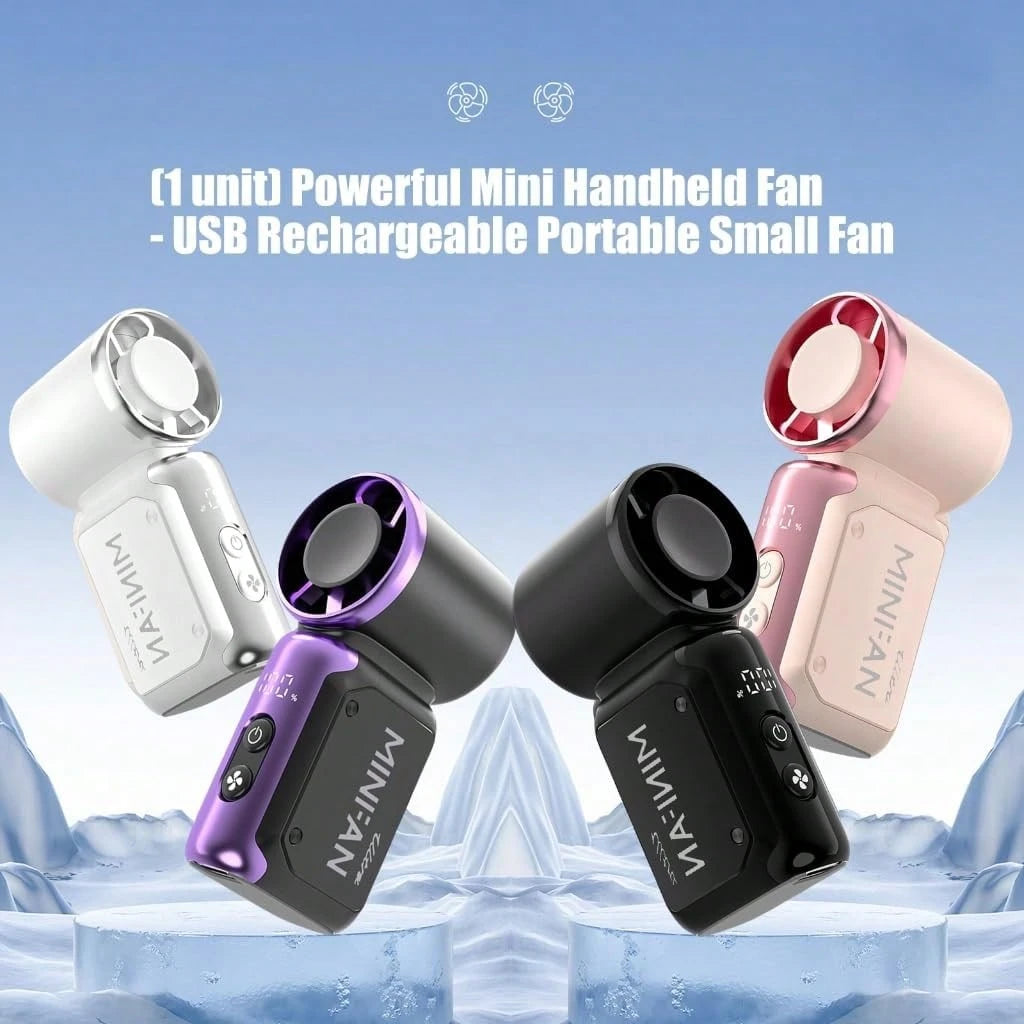 Unisex Mini Handheld USB Turbo Fan, Rounded Body, Ice-Touch Feel, Large Capacity Battery, Fashionable Color, 199 Adjustable Wind Speed, Quiet High-Speed Turbo, Portable For Outdoor, Camping, Travel, B
