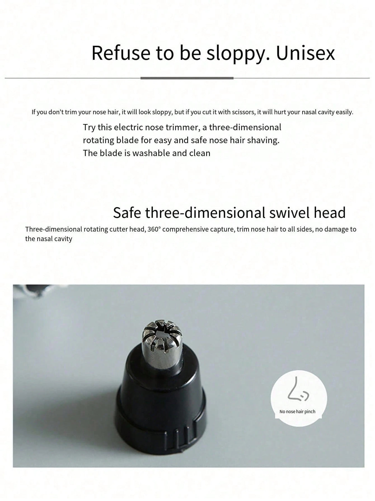 Unisex Waterproof Nose Hair Trimmer- Dual Blade And Quiet Motor, Painless Removal Of Ear And Facial Hair