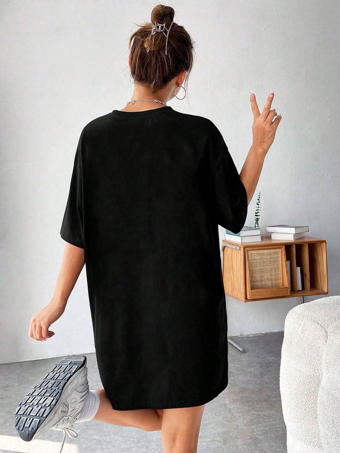 Unity Women's Fashionable Casual Solid Color Casual T-Shirt Dress With Pockets