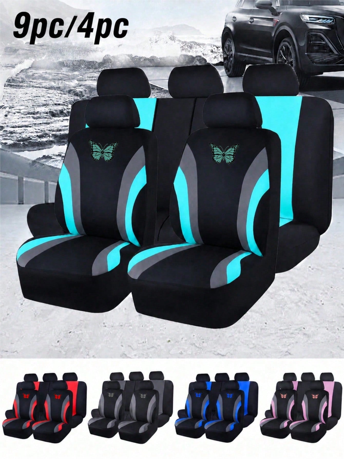 Universal Car Seat Covers, 9/4pcs All-Season Protection, Fits Cars And Trucks| Airbag Compatible, Easy Installation, Sporty Front Seat Covers, Car Interior Covers, Car And Truck Accessories