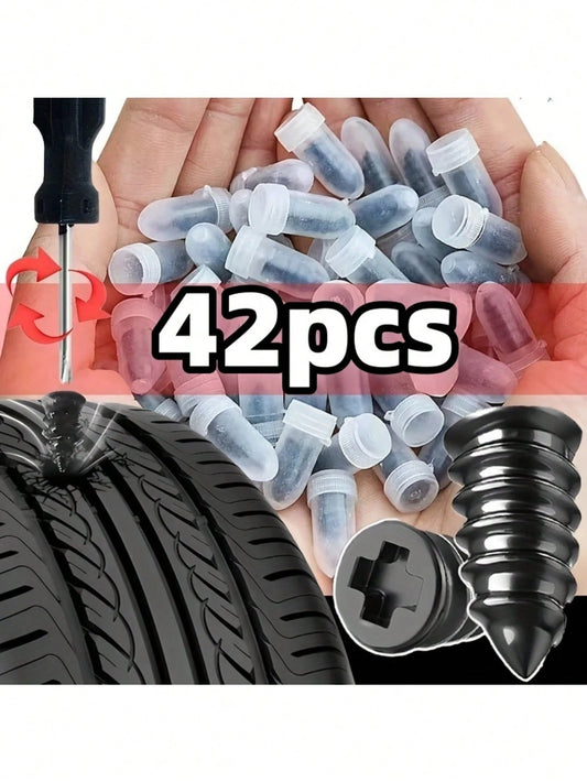 Universal Tire Repair Kit With Installation Tools- Rubber Puncture Repair Plugs For Cars, Motorcycles, Trucks And Scooters- Convenient DIY Tire Repair Accessories, Essential For Emergency Maintenanc