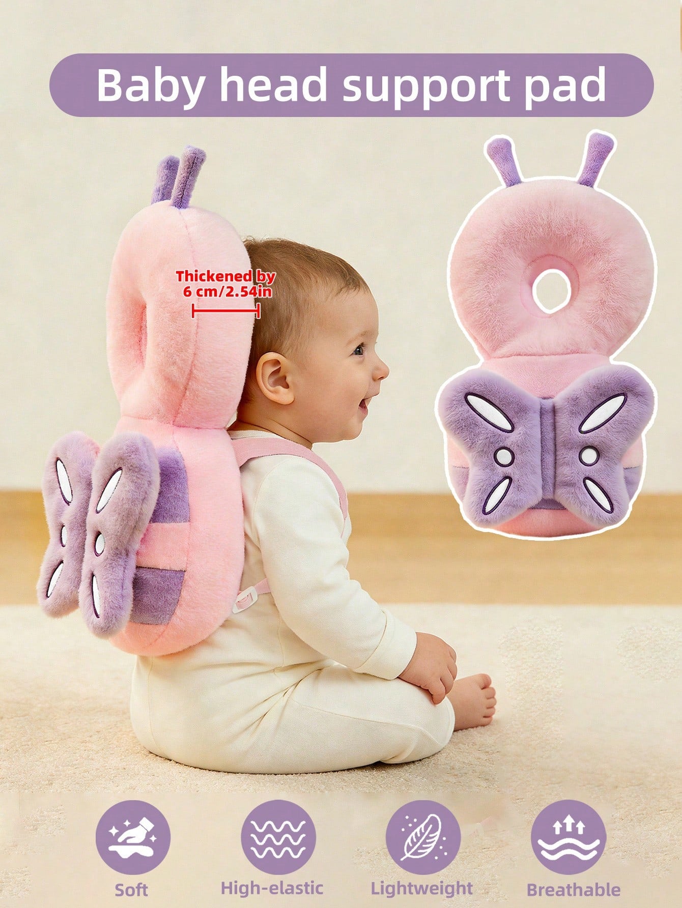 Upgraded Baby Anti-Fall Pillow, Thickened & Widened Toddler Walking Protection Pad, Baby Head Protection Cushion Suitable For Toddlers Learning To Walk And Crawl, Adjustable Baby Head Protection Pad