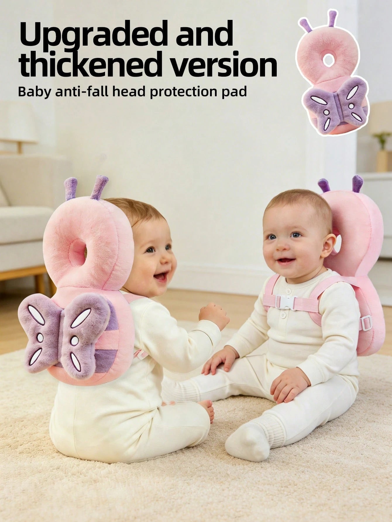 Upgraded Baby Anti-Fall Pillow, Thickened & Widened Toddler Walking Protection Pad, Baby Head Protection Cushion Suitable For Toddlers Learning To Walk And Crawl, Adjustable Baby Head Protection Pad