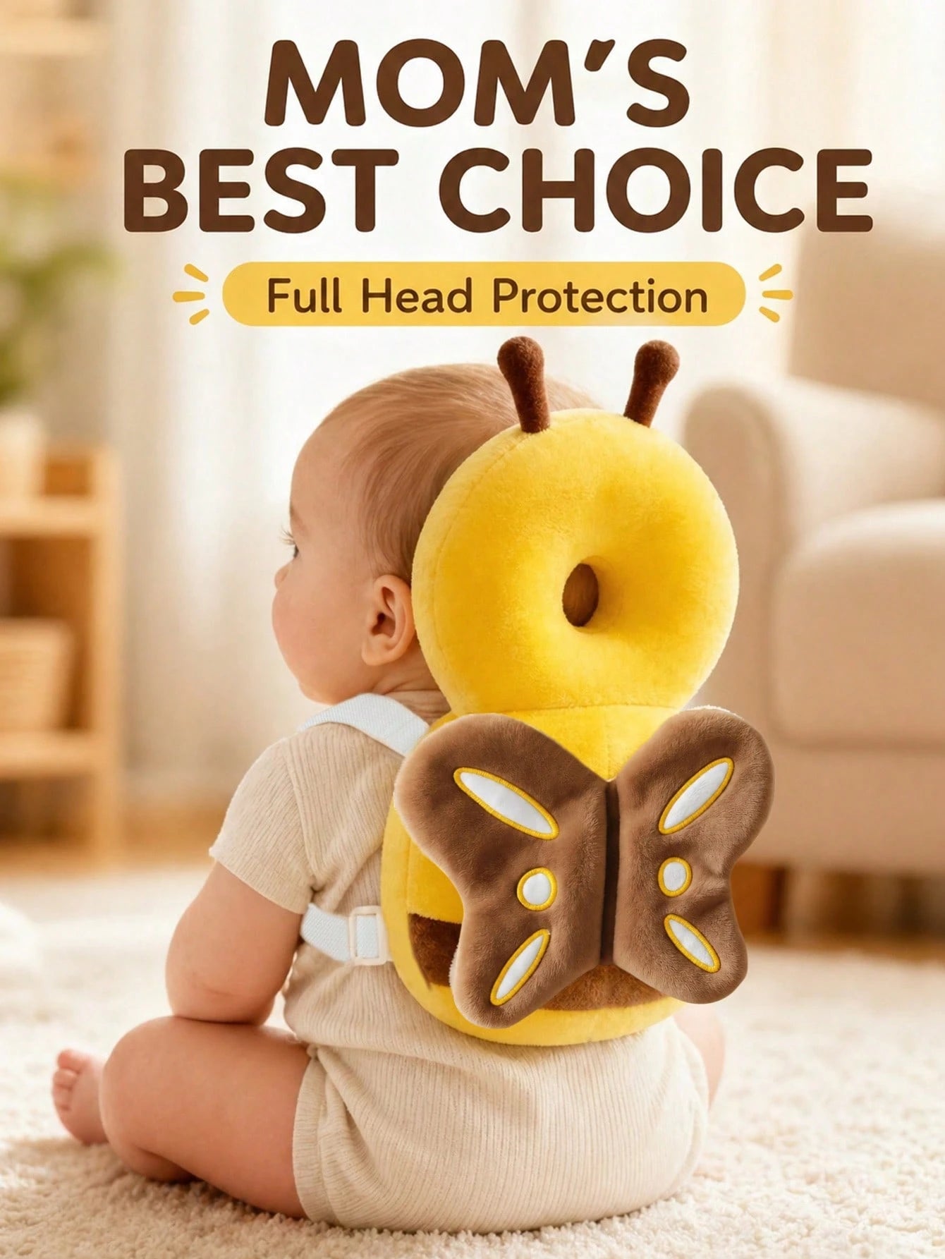 Upgraded Baby Anti-Fall Pillow, Thickened & Widened Toddler Walking Protection Pad, Baby Head Protection Cushion Suitable For Toddlers Learning To Walk And Crawl, Adjustable Baby Head Protection Pad