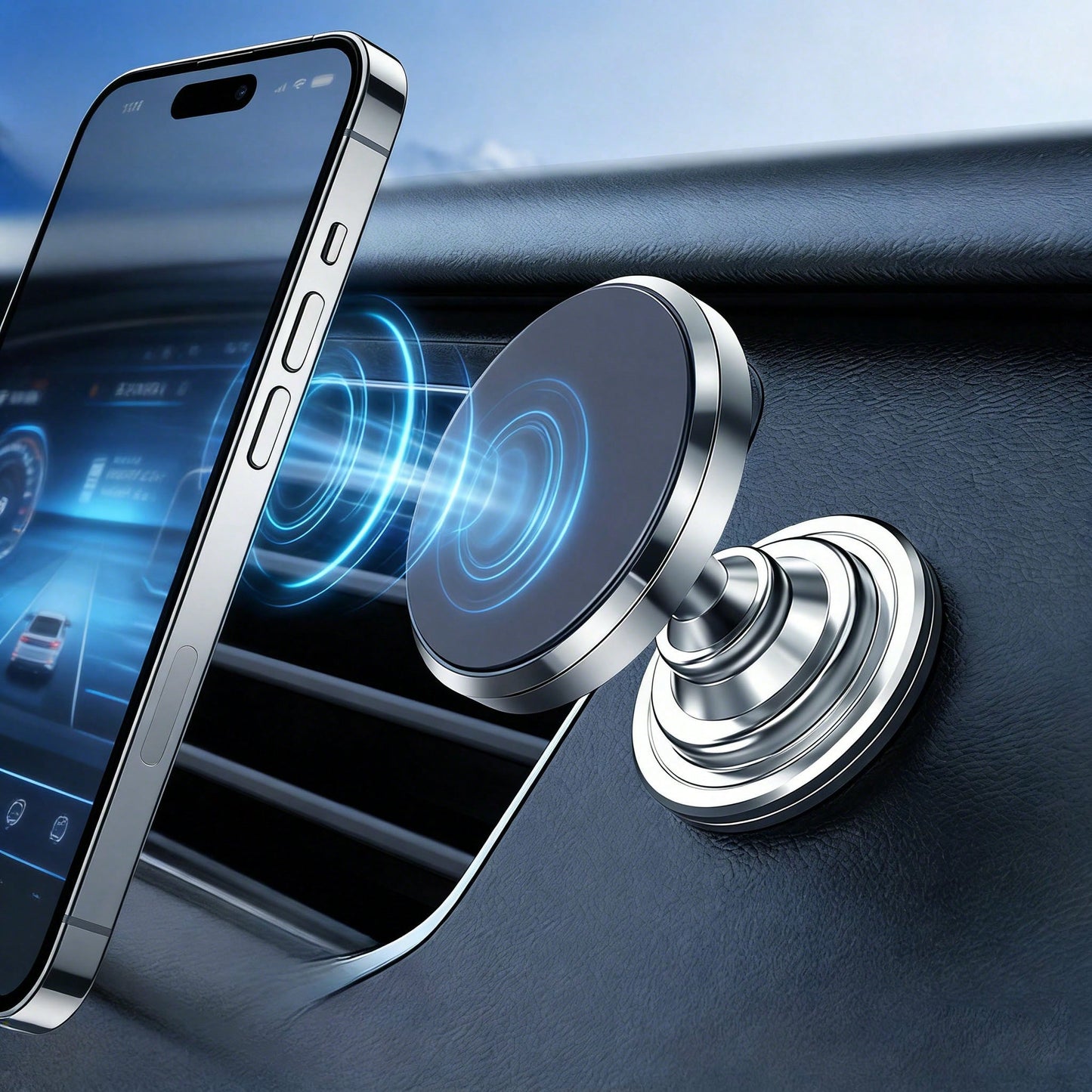 Upgraded Strong Magnetic Adhesive Car Phone Holder, No Drilling Required, Sticks To Smooth Surfaces, Suitable For Rearview Mirror, Dashboard, Laptop Back, One-Handed Phone Holder