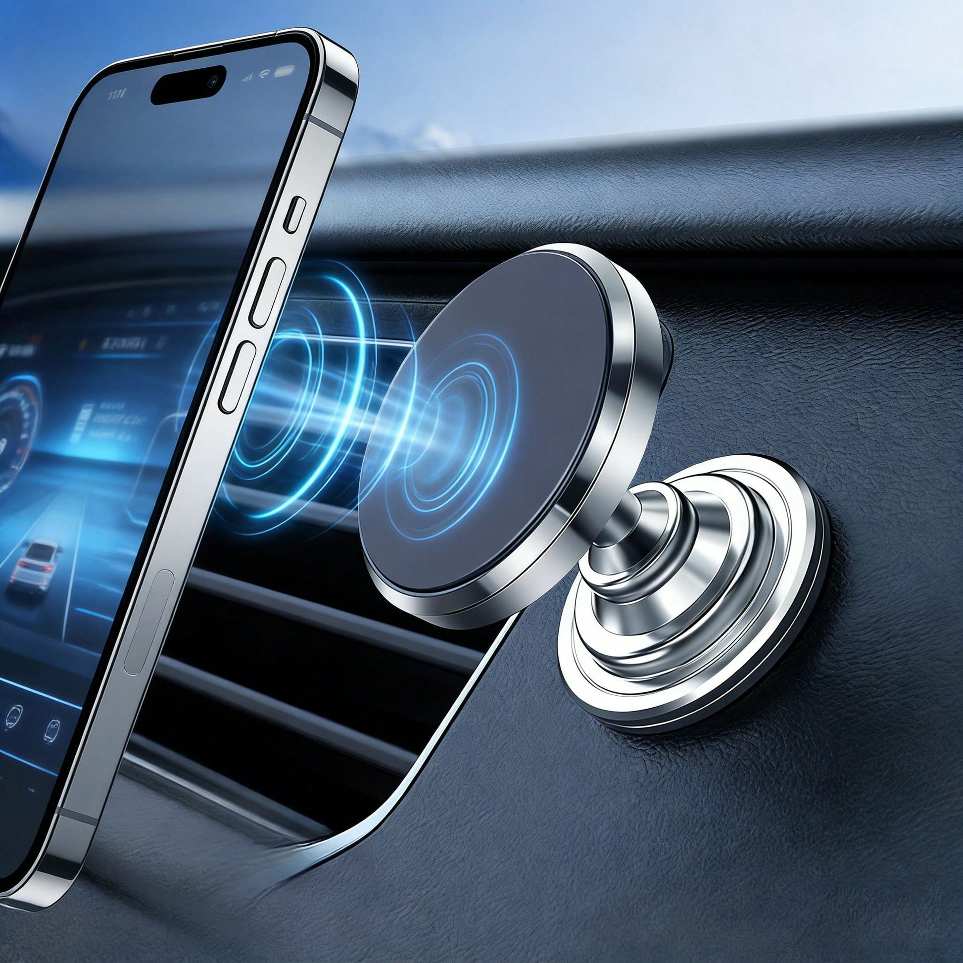 Upgraded Strong Magnetic Adhesive Car Phone Holder, No Drilling Required, Sticks To Smooth Surfaces, Suitable For Rearview Mirror, Dashboard, Laptop Back, One-Handed Phone Holder